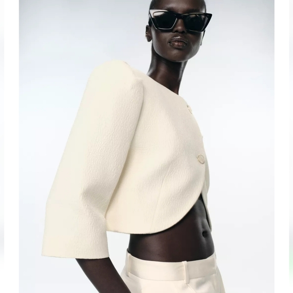 Zara Cropped Puff Sleeves Blazer Size XS - Picture 15 of 17